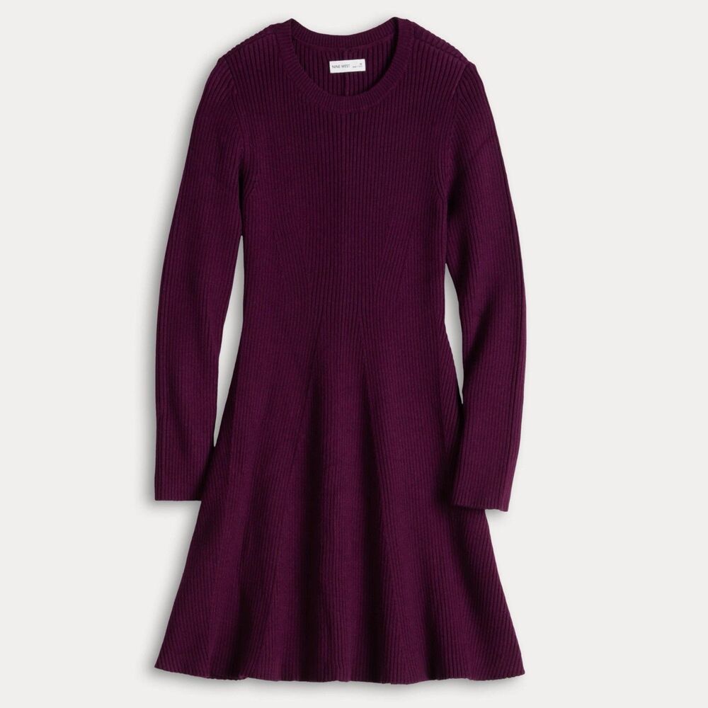 Nine West Dress Size S Purple Knitted Ribbed Long Sleeve Sweater New Women’s